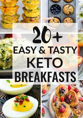 20 Easy and Tasty Keto Breakfasts to kickstart your mornings! A mix of pancakes, muffins, casseroles, waffles, baked eggs, casseroles and more to help you stay on track your low carb high fat lifestyle!