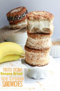 Toasted Coconut Banana Bread Ice Cream Sandwiches {GF} {DF} - Life Made Sweeter