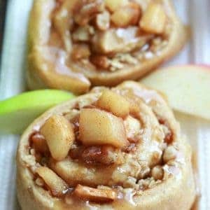 Apple Pie Pecan Cinnamon Rolls with Salted Caramel Glaze {gf}- Life Made Sweeter
