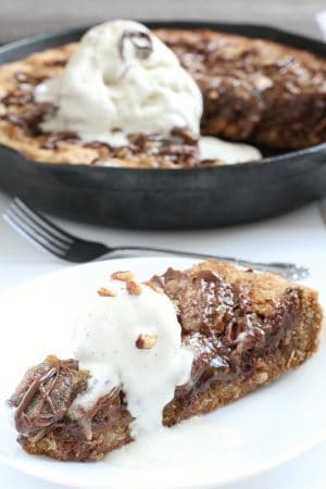Chocolate Pecan Pie Skillet Cookie via @LifeMadeSweeter