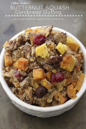 {Slow Cooker} Butternut Squash Cornbread Stuffing by @LifeMadeSweeter