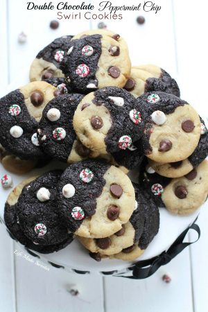 Double Chocolate Peppermint Chip Swirl Cookies 