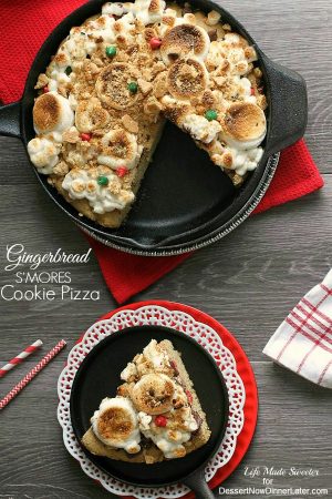 Gingerbread Smores Cookie Pizza by @LifeMadeSweeter