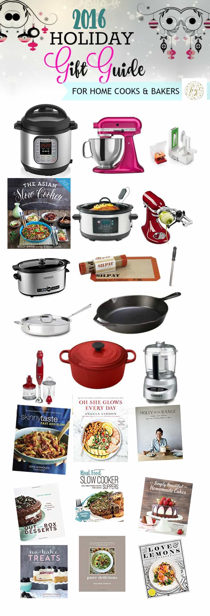 2016 Holiday Gift Guide with a collage of cooking-related products