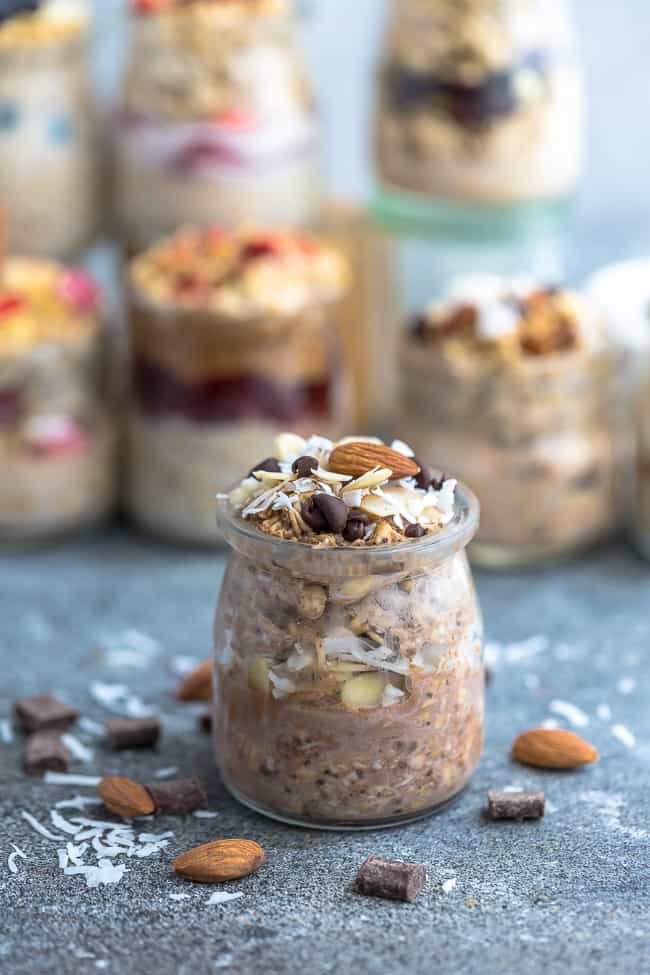 Almond Joy Overnight Oats - simple no-cook make-ahead oatmeal just perfect for busy mornings. Best of all, easy to customize with your favorite flavors