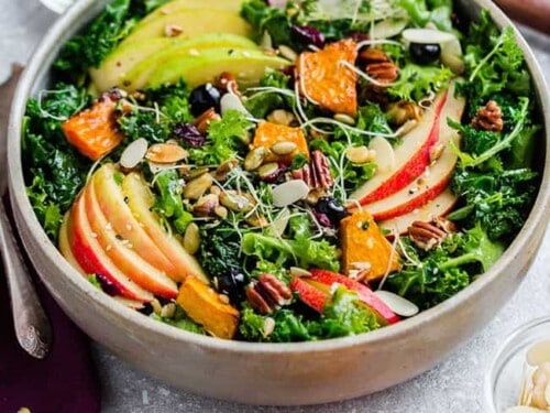 Autumn Kale Harvest Salad with Apple Cider Vinaigrette • Bakerita