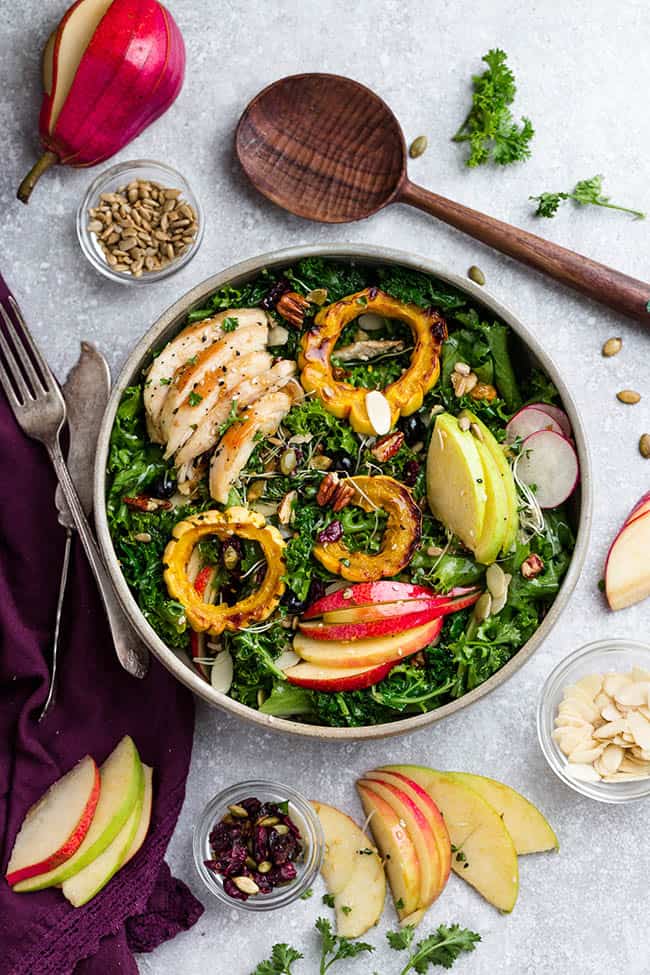 autumn harvest salad with roasted delicata squash
