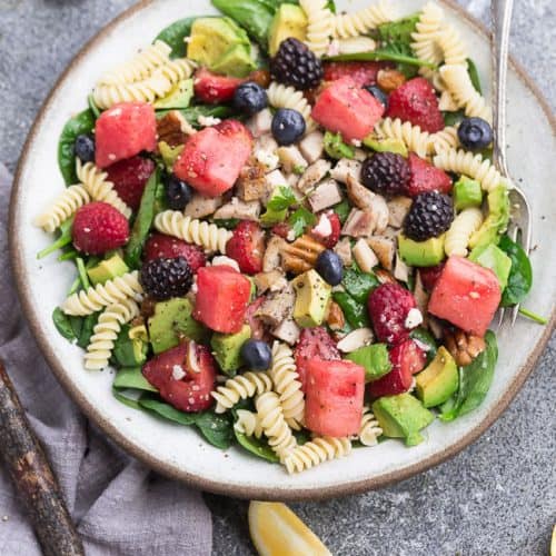 zucchini pasta salad with avocado spinach dressing