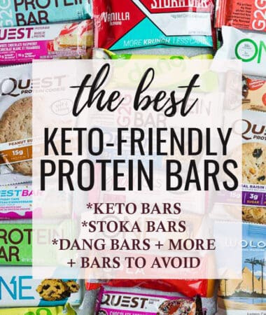 Collage of the Best Keto Protein Bars including which ones to avoid