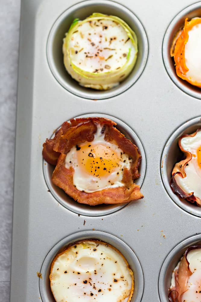Bacon Egg Cups in a muffin tin