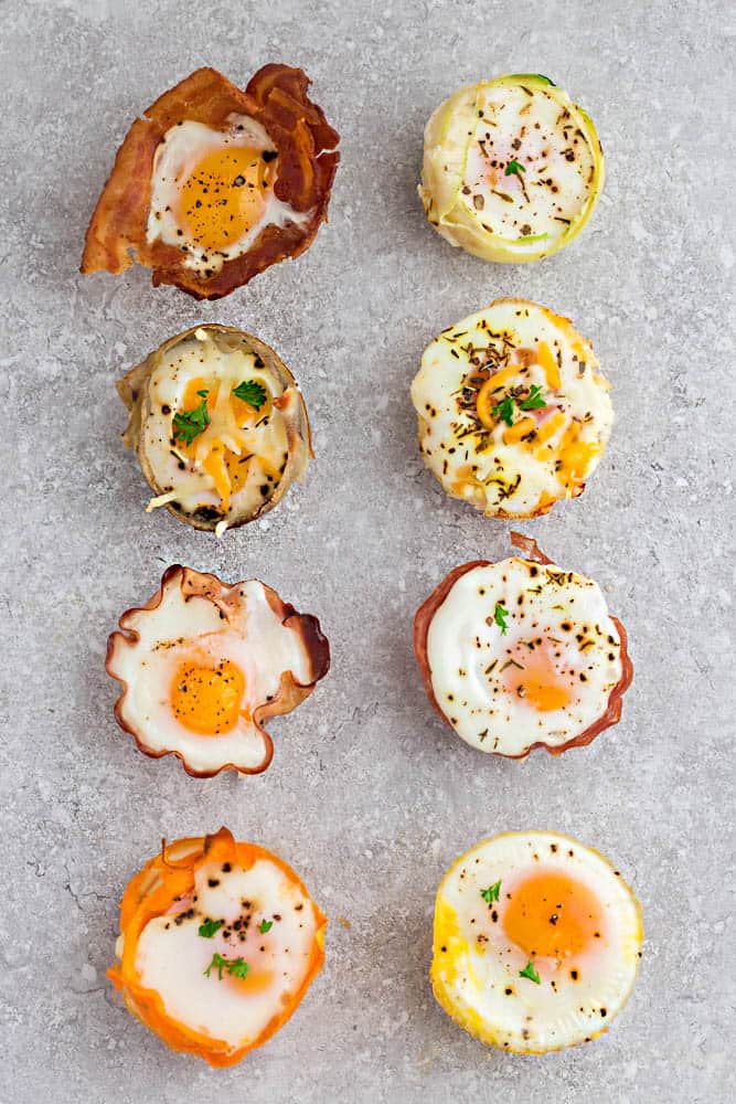 Baked Egg Cups - 9 Ways are the perfect low carb and protein packed breakfast. Best of all, they are super simple to customize and come together in less than 30 minutes!