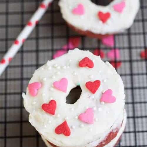 Baked Red Velvet Cake Donuts with Cream Cheese Frosting
