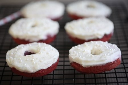 Baked Red Velvet Cake Donuts with Cream Cheese Frosting