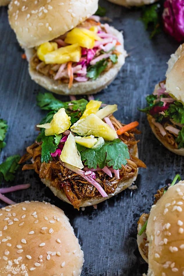 Slow Cooker Balsamic Honey Pulled Pork Sliders Easy Pork Appetizer Recipe