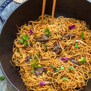 Beef Chow Mein is the perfect easy weeknight meal! Best of all, it comes together in under 30 minutes in just one pot! Forget calling restaurant takeout, this recipe is so much better with authentic flavors. Seriously the best!!