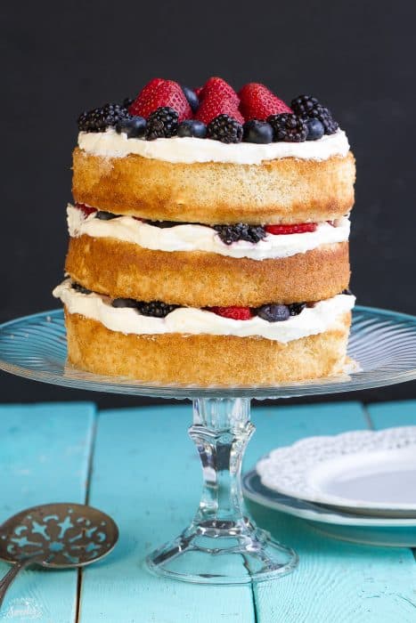 Berries and Cream Sponge Cake makes the perfect dessert for summer