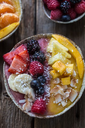 Berry Mango Coconut Layered Smoothie Bowl makes the perfect healthy breakfast or snack