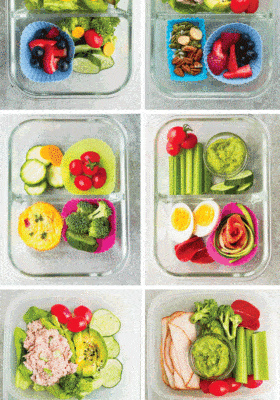 Top view of school lunch box idea in a bento box
