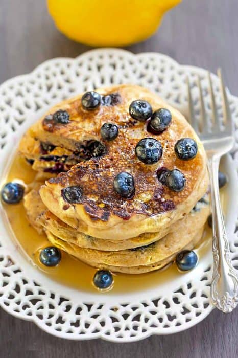 Fluffy Blueberry Lemon Pancakes make the perfect weekend breakfast