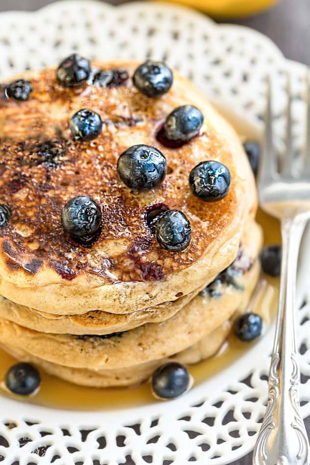 Blueberry Lemon Pancakes make the perfect easy breakfast. Best of all, they're bursting with blueberry and a punch of citrus in every bite.