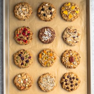 Twelve Breakfast Cookies On a Parchment-Lined Baking Sheet