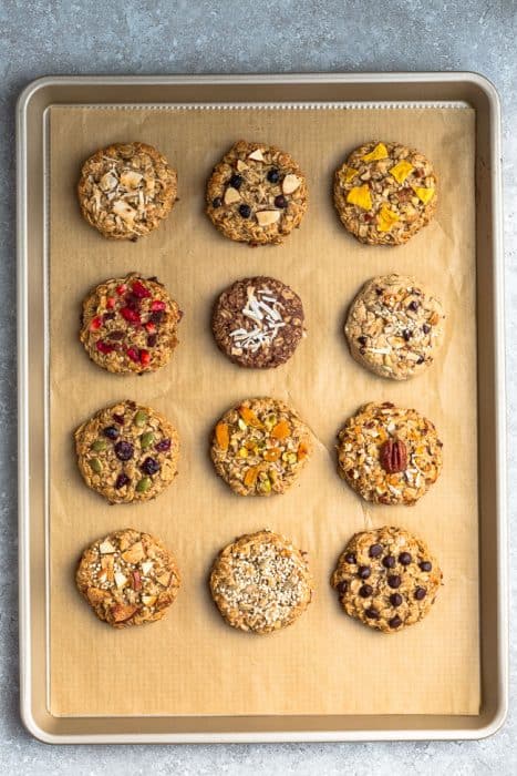 Twelve Breakfast Cookies On a Parchment-Lined Baking Sheet
