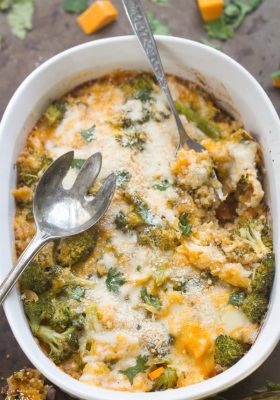 Broccoli Cheese Quinoa Casserole - a creamy casserole filled with broccoli, quinoa & a secret ingredient to make this creamy yet still light