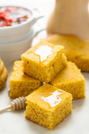 Butternut Squash Cornbread comes together easily in the Slow Cooker - perfect side dish for Thanksgiving