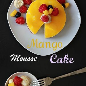 Mango Mousse cake with fresh fruit
