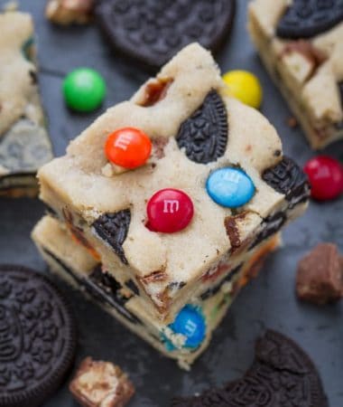 Candy Oreo Monster Blondies are the perfect way to use up Halloween candy
