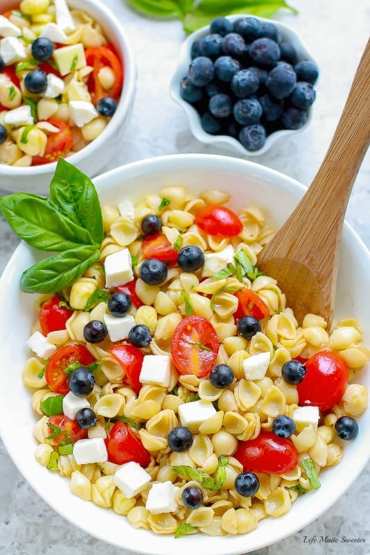 Caprese Pasta Salad makes a light and refreshing summer side dish perfect for potlucks