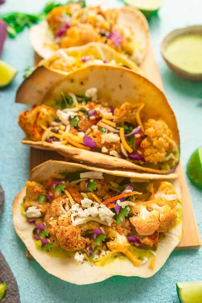 Roasted Cauliflower Tacos with Avocado Cream | Easy ...