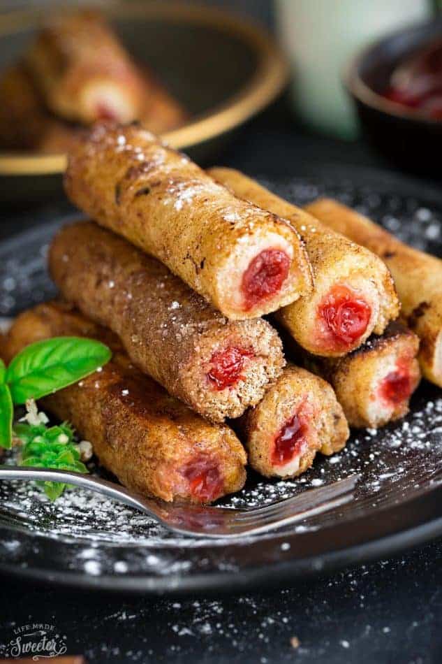 Cherry Cheesecake French Toast Roll Ups make the perfect fun and creative breakfast treat. Best of all, they're so easy to customize with whatever filling you like.