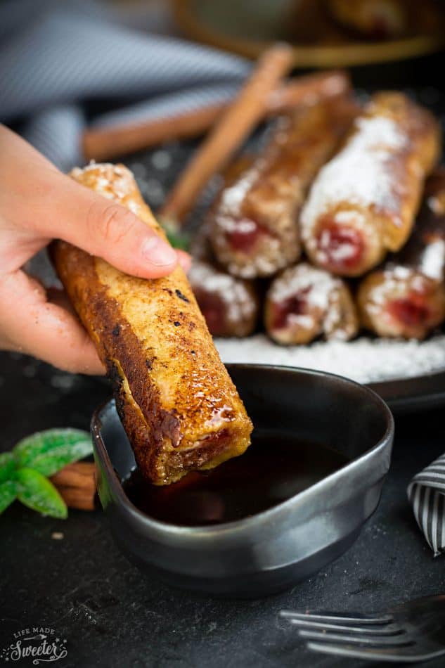 Cherry Cheesecake French Toast Roll Ups make the perfect fun and creative breakfast treat. Best of all, they're so easy to customize with whatever filling you like.