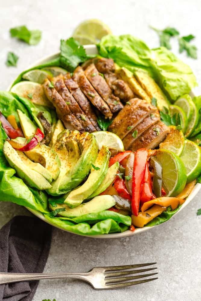 Overhead view of Tex Mex Chicken Salad in a bowl 