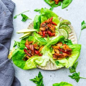 Chicken Fajita Lettuce Wraps – fresh, flavorful and a healthier way to enjoy fajitas! Less than 30 minutes to make and perfect for lunch or a lightened up dinner for busy weeknights!