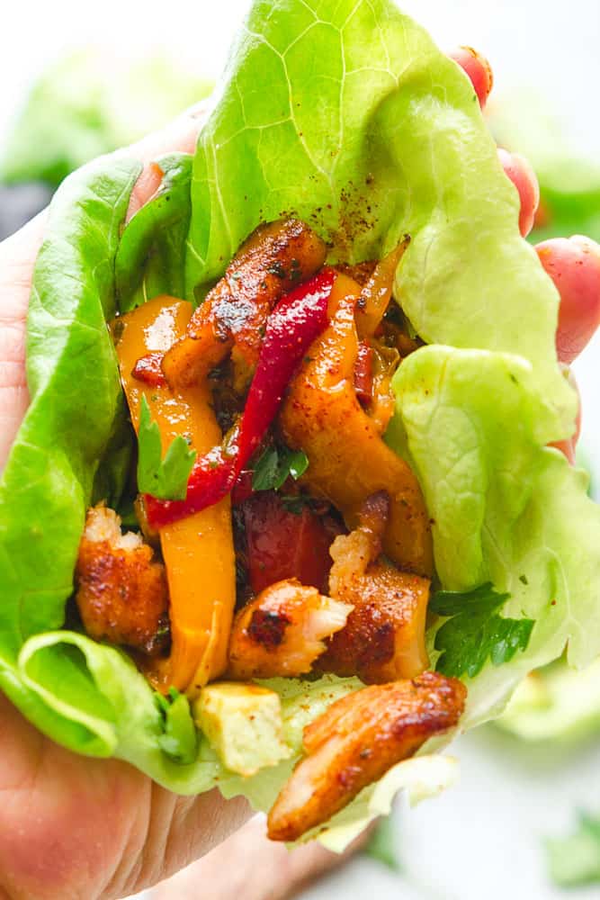 Chicken Fajita Lettuce Wraps - Paleo, Whole 30 & Keto