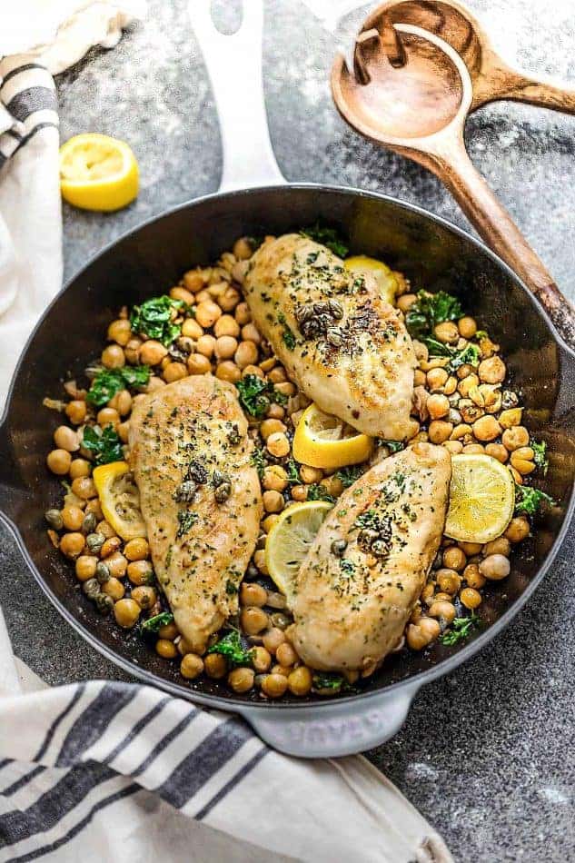 This recipe for Chicken Piccata is the perfect easy one pan meal for busy weeknights or impressive enough for date night. Best of all, comes together in just 30 minutes with a tangy lemon sauce with capers. Great for Sunday meal prep for packing into school or work lunchboxes or lunch bowls.