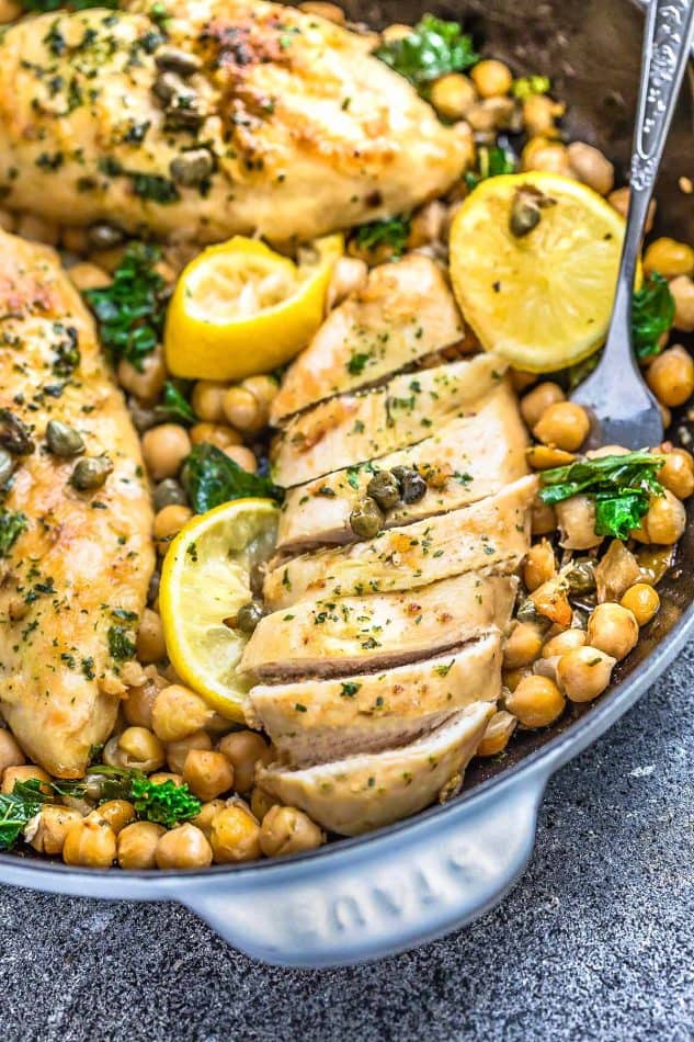 This recipe for Chicken Piccata is the perfect easy one pan meal for busy weeknights or impressive enough for date night. Best of all, comes together in just 30 minutes with a tangy lemon sauce with capers. Great for Sunday meal prep for packing into school or work lunchboxes or lunch bowls.