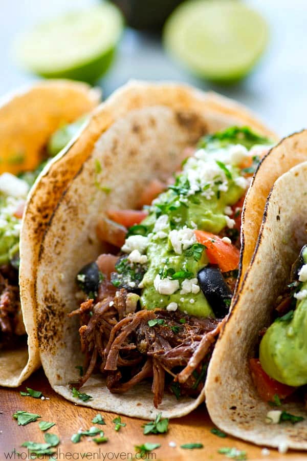 Close-up of Chipotle Pulled Beef tacos