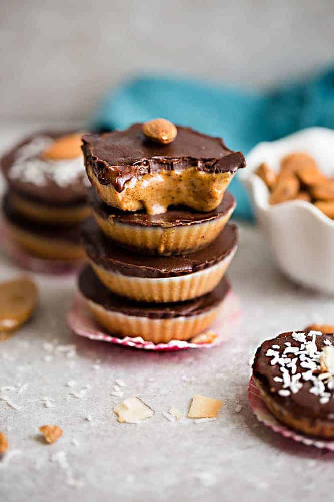 A stack of almond butter chocolate cups