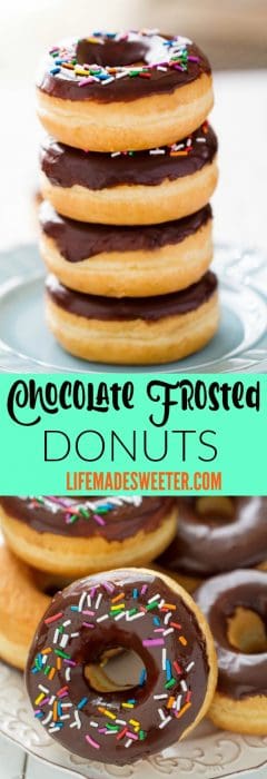 Chocolate Frosted Donuts with Sprinkles - Life Made Sweeter