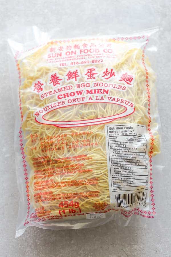 Top view of Chow Mein Noodles ingredient package