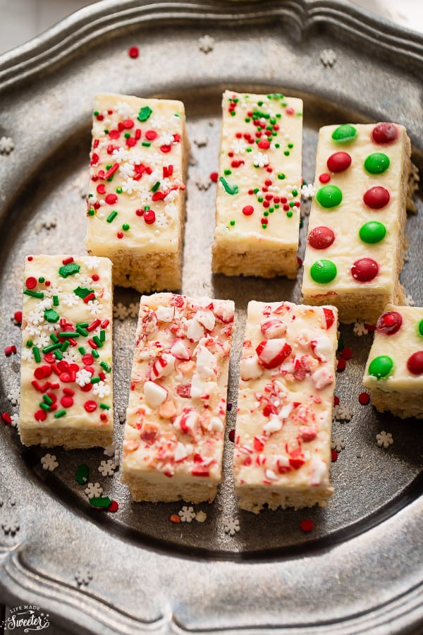 Christmas White Chocolate Rice Krispy Treats are a fun treat for the holidays!