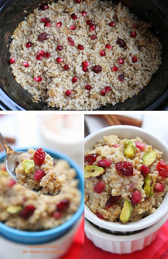 Cinnamon Pomegranate Steel Cut Oats {Slow-Cooker} --@LifeMadeSweeter