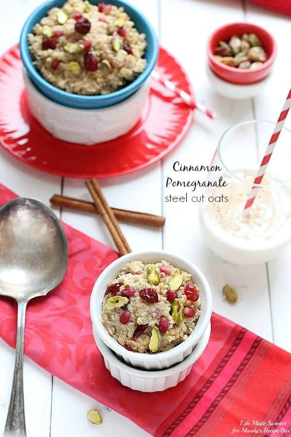 Cinnamon Pomegranate Steel Cut Oats {Slow Cooker} by @LifeMadeSweeter