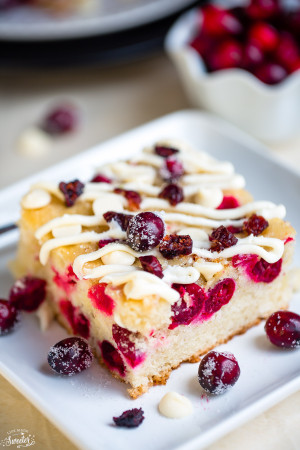 Cranberry Bliss Sheet Cake has all the flavors of your favorite holiday Starbucks treat
