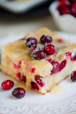 Cranberry Christmas Cake with Butter Sauce makes a special dessert perfect dessert for the holidays!
