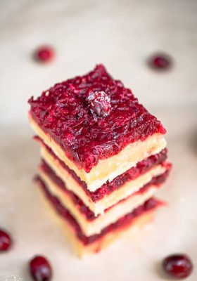 Cranberry Shortbread Bars are the perfect way to use up leftover cranberry sauce