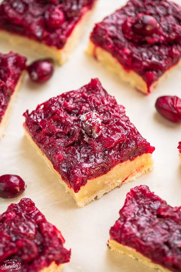 Cranberry Shortbread Bars are the perfect way to use up leftover cranberry sauce